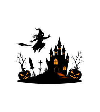 Halloweeni boszorkány minta fehér pólón