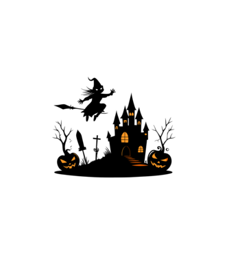 Halloweeni boszorkány minta fehér pólón