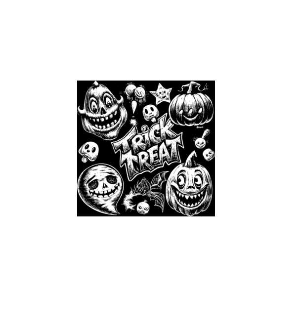 Creepy Halloween tökök minta fekete pólón