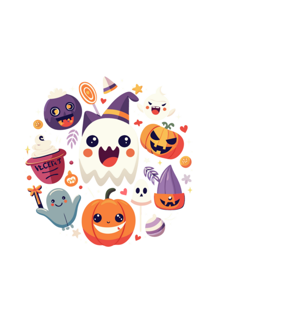 Halloweeni szellemek minta fekete pólón