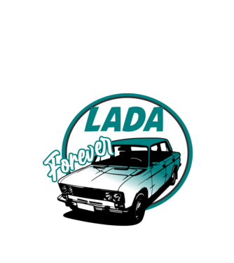 lada fehér minta fekete pólón