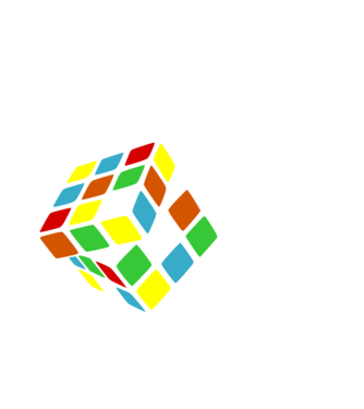 Rubik fehér minta fekete pólón