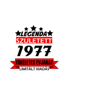 legenda született 1977 minta fehér pólón