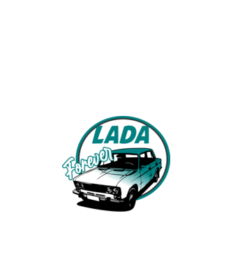 lada fehér minta fekete pólón