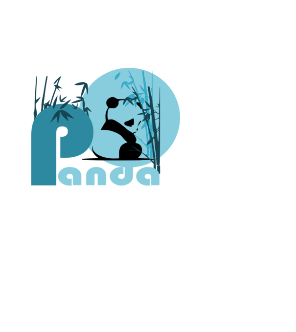panda kék minta fehér pólón