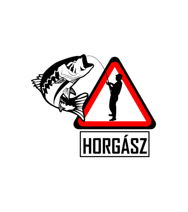 horgász kresz minta fehér pólón
