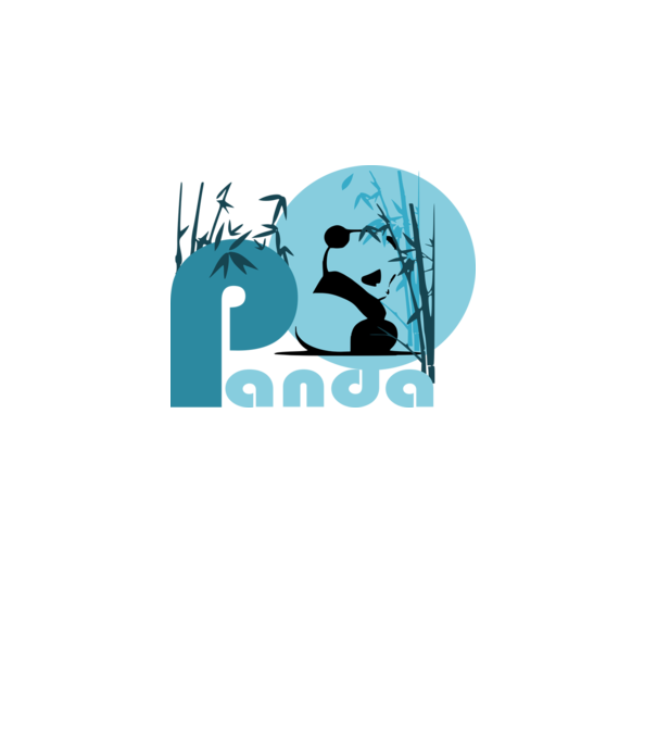 panda kék minta fehér pólón