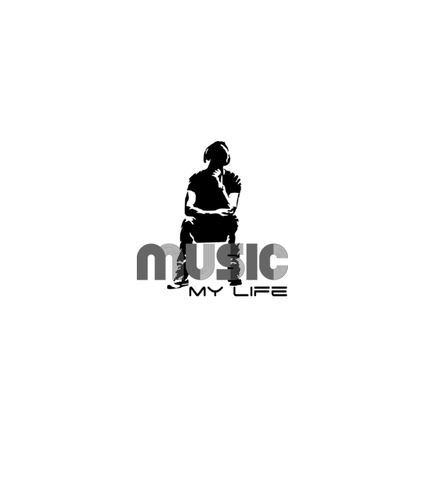 music my life minta szürke pólón