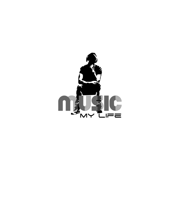 music my life minta szürke pólón