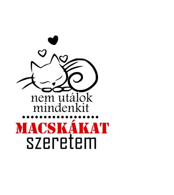 macska szeretet  minta fehér pólón