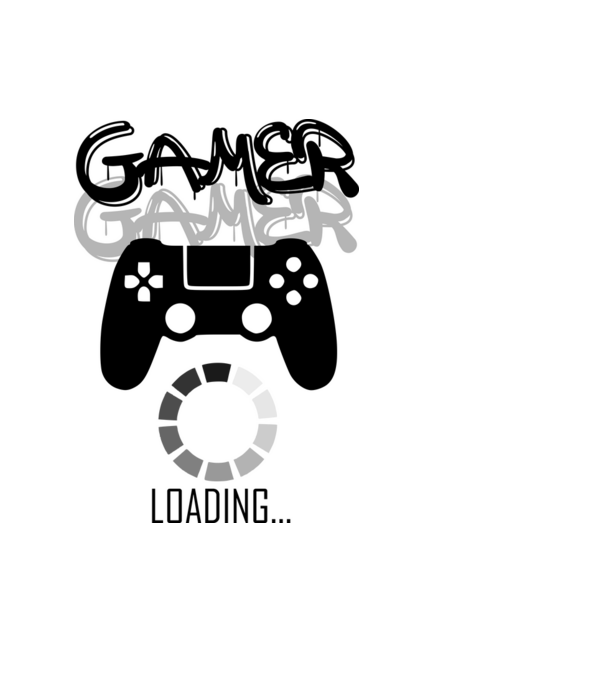 gamer loading01 minta fekete pólón