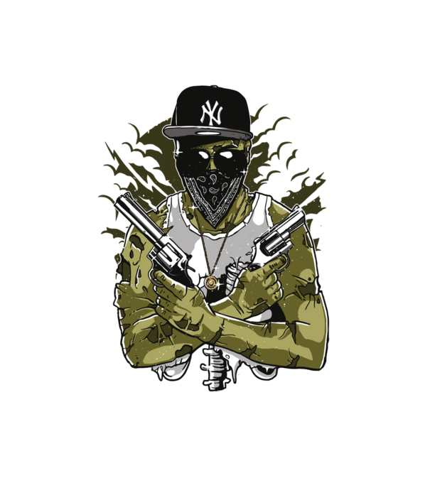 Gangsta Zombie minta fehér pólón