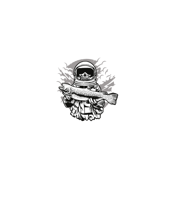 Astronaut Fishing minta fekete pólón