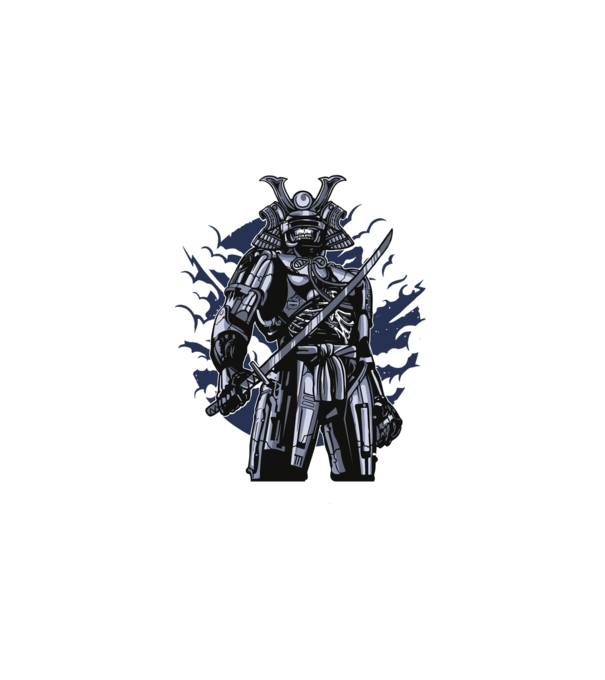 Samurai Robot Skull minta fehér pólón