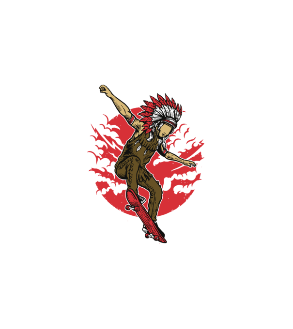 Indian Chief Skateboard minta fehér pólón