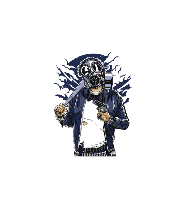 Gasmask Bastard minta fehér pólón