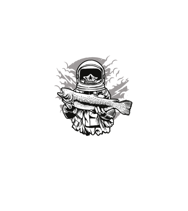 Astronaut Fishing minta fekete pólón