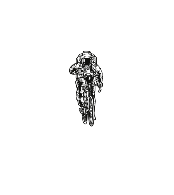 Astronaut Bicycle minta fekete pólón