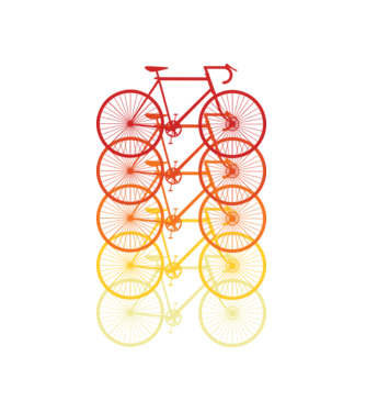 Piros és sárga kerékpárok minta fehér pólón