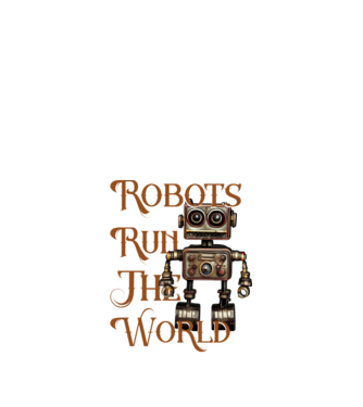 Robots run the World minta fekete pólón