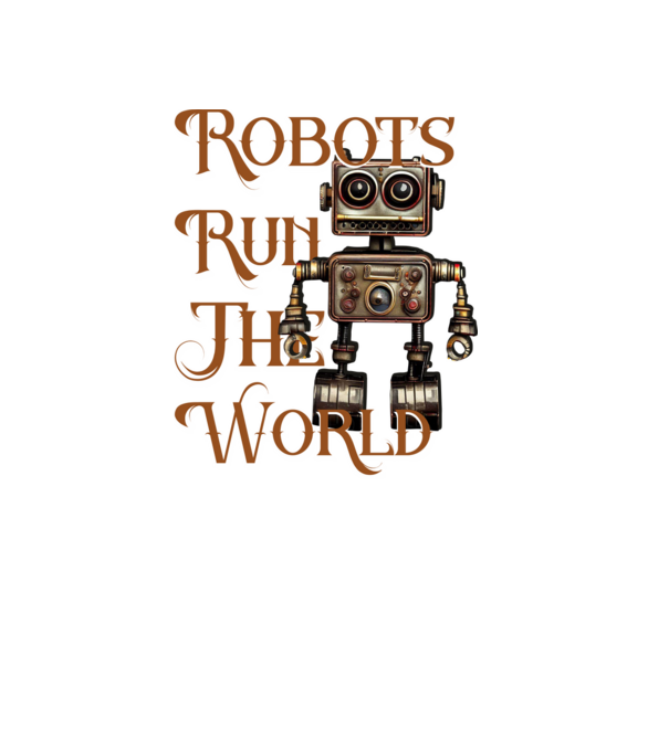 Robots run the World minta fekete pólón