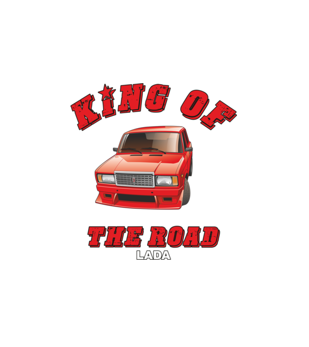 Lada minta fehér pólón