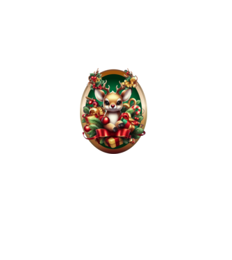 Rudolf, a piros orrú rénszarvas minta fehér pólón