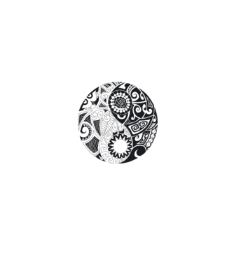 Maori yin-yang jel minta fehér/piros pólón