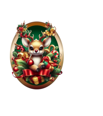 Rudolf, a piros orrú rénszarvas minta fekete pólón