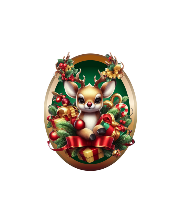 Rudolf, a piros orrú rénszarvas minta fehér pólón