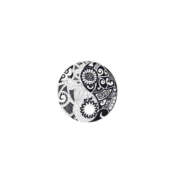 Maori yin-yang jel minta fehér/piros pólón