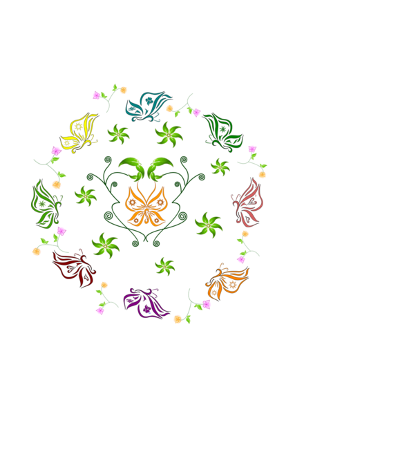 Pillangó Mandala minta fehér pólón