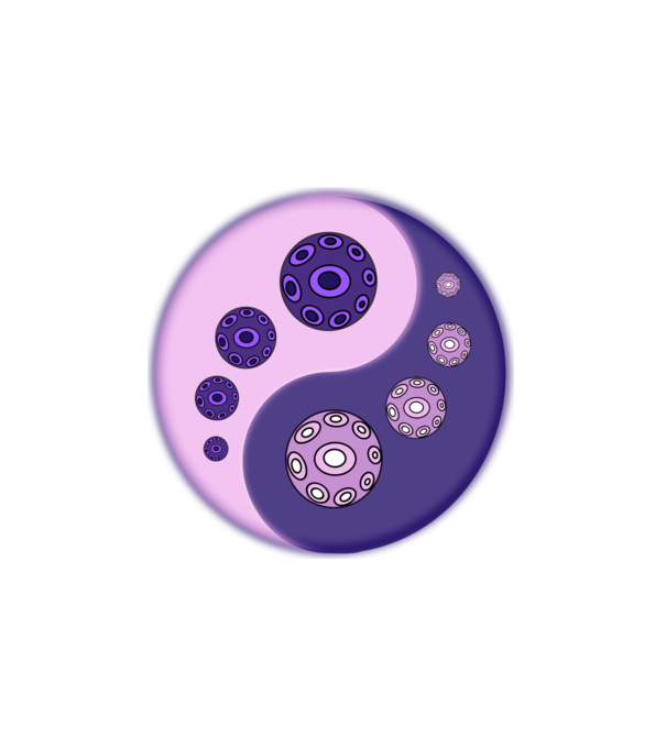 YinYang handpanek (lila) minta fehér pólón