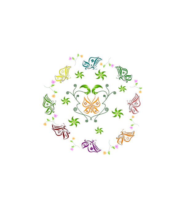 Pillangó Mandala minta fehér pólón