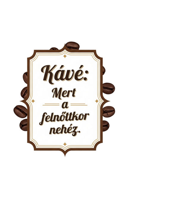 Káve: Mert a felnőttkor nehéz... minta fehér pólón