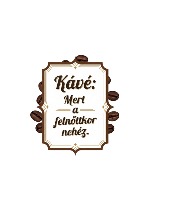 Káve: Mert a felnőttkor nehéz... minta homokszín pólón
