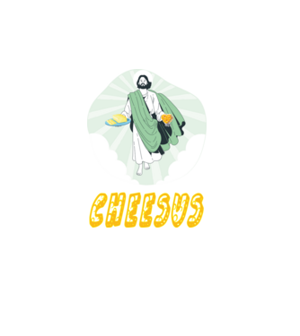 cheesus minta fehér pólón
