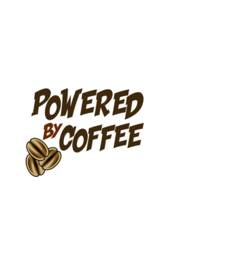 Powered by Coffee minta világoskék pólón