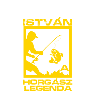 Horgász legenda - István minta fehér pólón