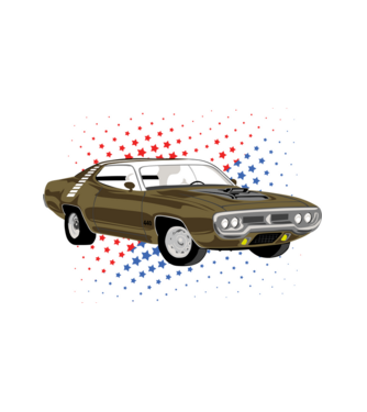 Muscle car minta fehér pólón