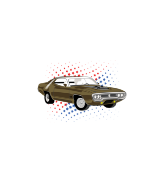 Muscle car minta fehér pólón