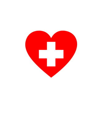 First-Aid-Heart minta fehér pólón