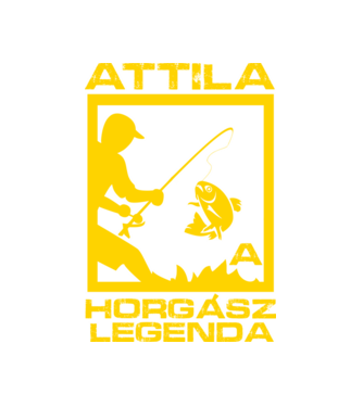 Horgász legenda - Attila minta fehér pólón
