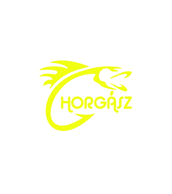 Horgasz (yellow) minta fehér pólón