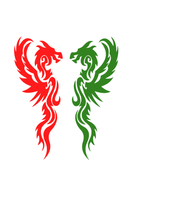 Sárkány kard (tricolor) minta fekete pólón