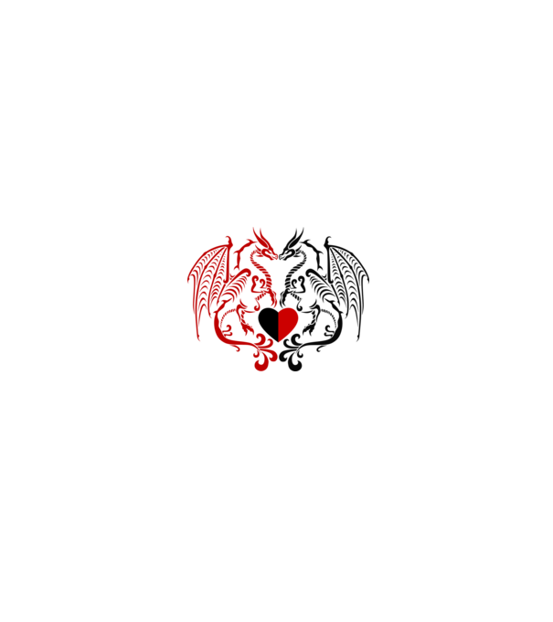 Dragons heart (black and red) minta fehér/piros pólón