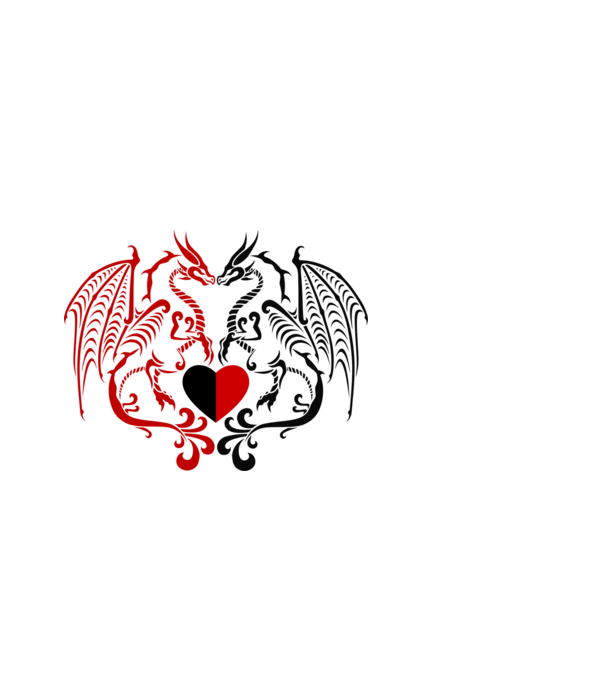 Dragons heart (black and red) minta fehér pólón