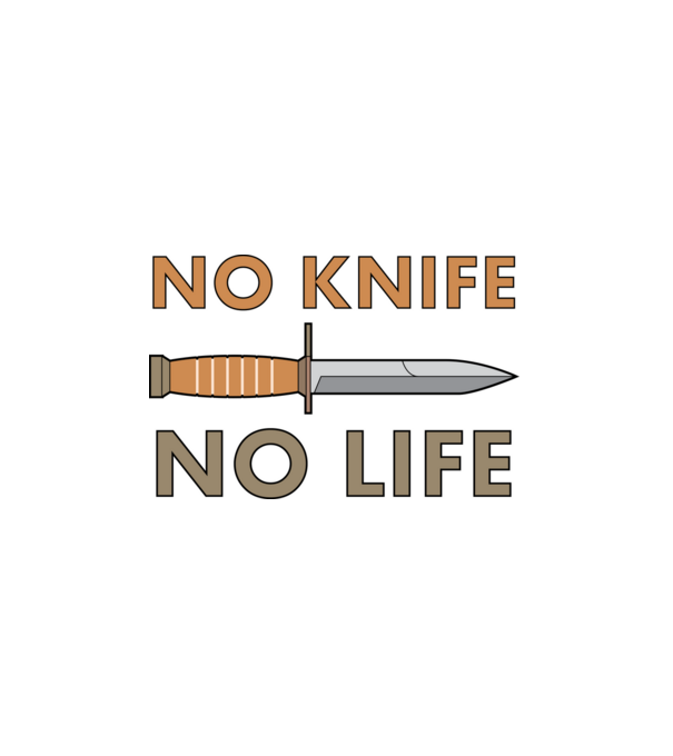 No knife No life minta fehér pólón