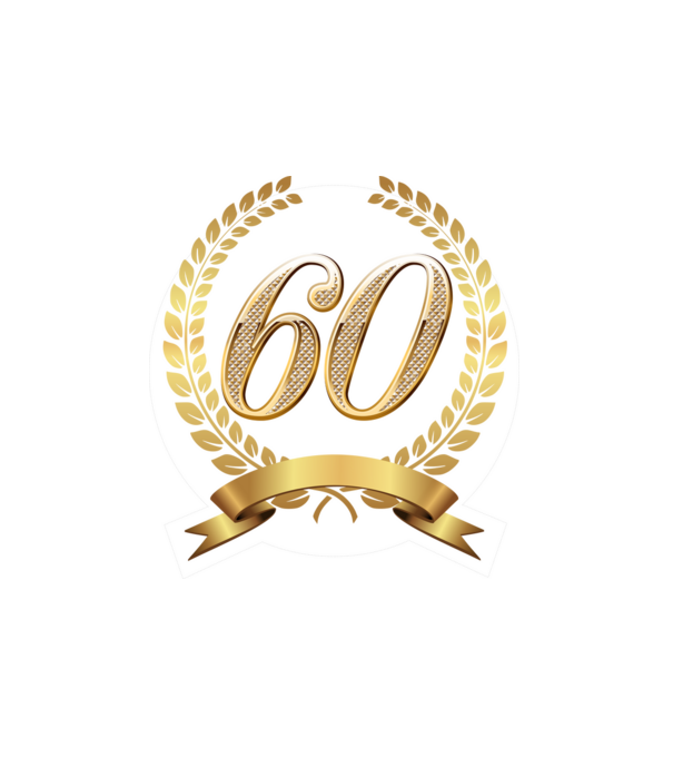 60 éves minta fehér pólón