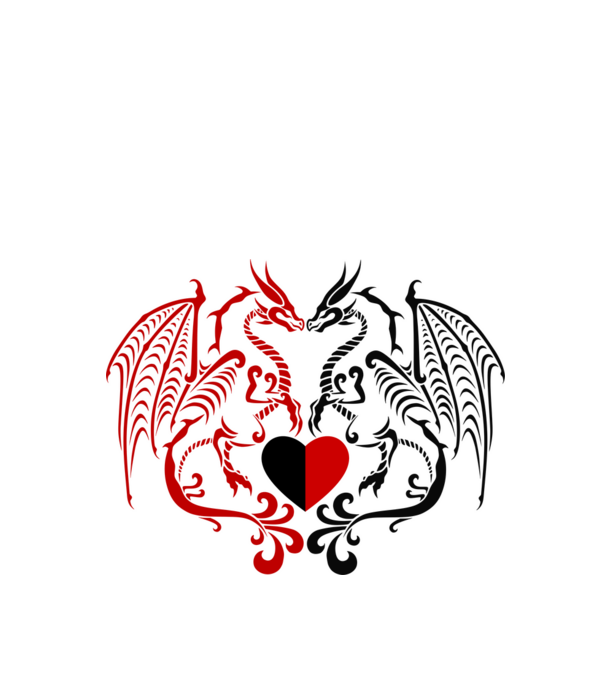 Dragons heart (black and red) minta fehér pólón